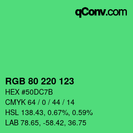 颜色代码: RGB 80 220 123 | qconv.com