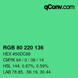 颜色代码: RGB 80 220 136 | qconv.com