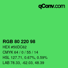颜色代码: RGB 80 220 98 | qconv.com