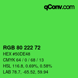 Color code: RGB 80 222 72 | qconv.com