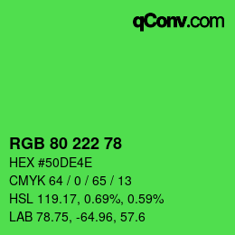 Color code: RGB 80 222 78 | qconv.com