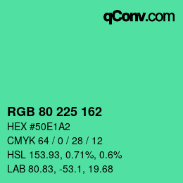 Color code: RGB 80 225 162 | qconv.com