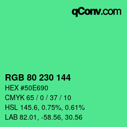 Color code: RGB 80 230 144 | qconv.com
