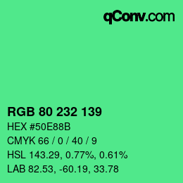 Color code: RGB 80 232 139 | qconv.com