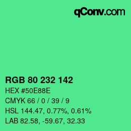 カラーコード: RGB 80 232 142 | qconv.com