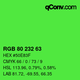 Color code: RGB 80 232 63 | qconv.com