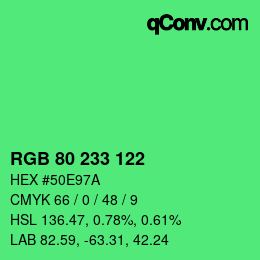Color code: RGB 80 233 122 | qconv.com