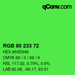 Color code: RGB 80 233 72 | qconv.com