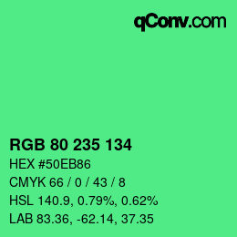 Color code: RGB 80 235 134 | qconv.com
