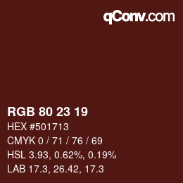 Código de color: RGB 80 23 19 | qconv.com