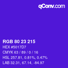 Color code: RGB 80 23 215 | qconv.com
