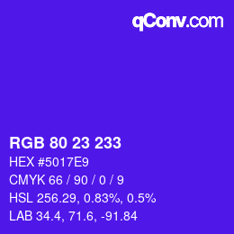 Color code: RGB 80 23 233 | qconv.com