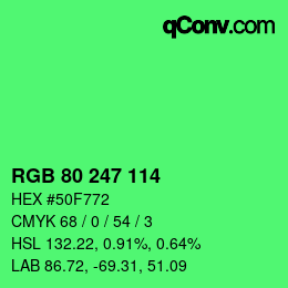 Color code: RGB 80 247 114 | qconv.com