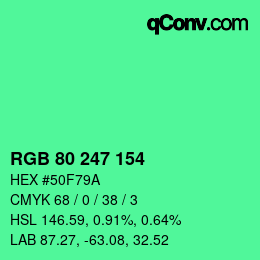 Color code: RGB 80 247 154 | qconv.com
