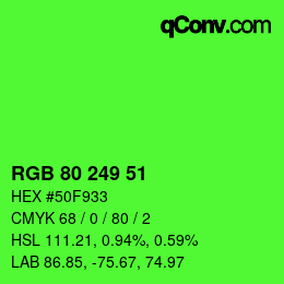 Código de color: RGB 80 249 51 | qconv.com