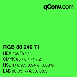 Color code: RGB 80 249 71 | qconv.com