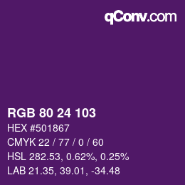 カラーコード: RGB 80 24 103 | qconv.com