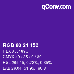 颜色代码: RGB 80 24 156 | qconv.com