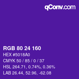 颜色代码: RGB 80 24 160 | qconv.com