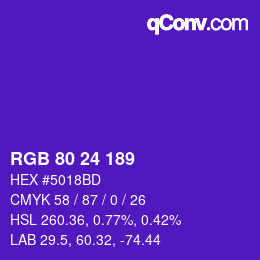 カラーコード: RGB 80 24 189 | qconv.com