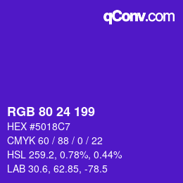 Color code: RGB 80 24 199 | qconv.com