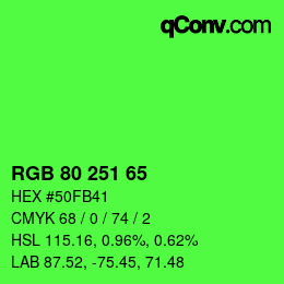 Color code: RGB 80 251 65 | qconv.com