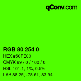Farbcode: RGB 80 254 0 | qconv.com
