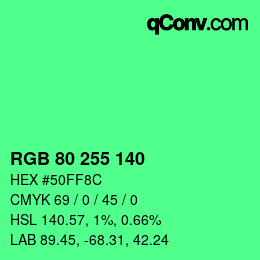 Color code: RGB 80 255 140 | qconv.com