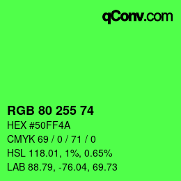 Color code: RGB 80 255 74 | qconv.com