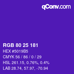 Color code: RGB 80 25 181 | qconv.com