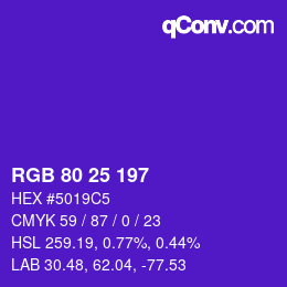 カラーコード: RGB 80 25 197 | qconv.com