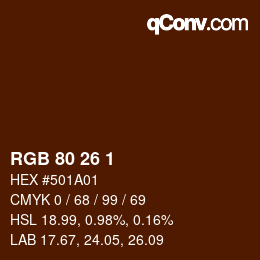 Color code: RGB 80 26 1 | qconv.com