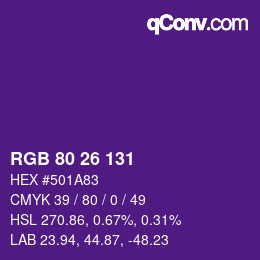 Color code: RGB 80 26 131 | qconv.com