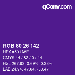 Color code: RGB 80 26 142 | qconv.com