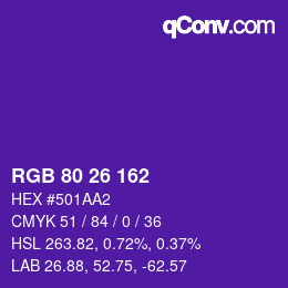 カラーコード: RGB 80 26 162 | qconv.com