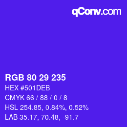 Color code: RGB 80 29 235 | qconv.com
