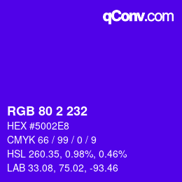 Farbcode: RGB 80 2 232 | qconv.com