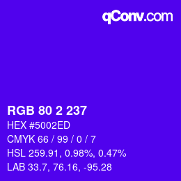 Color code: RGB 80 2 237 | qconv.com