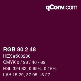 颜色代码: RGB 80 2 48 | qconv.com