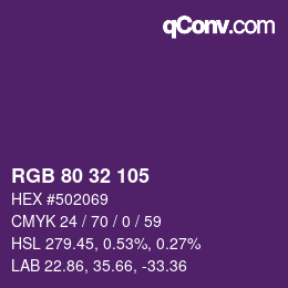 Color code: RGB 80 32 105 | qconv.com