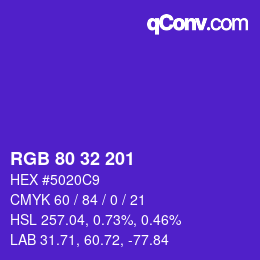 Color code: RGB 80 32 201 | qconv.com