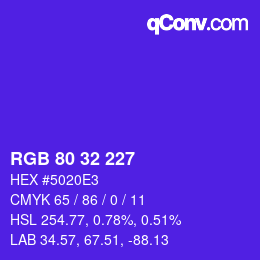Color code: RGB 80 32 227 | qconv.com