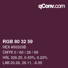 カラーコード: RGB 80 32 59 | qconv.com