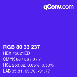 Color code: RGB 80 33 237 | qconv.com