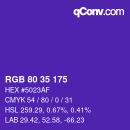 Color code: RGB 80 35 175 | qconv.com