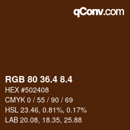カラーコード: RGB 80 36.4 8.4 | qconv.com