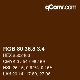 カラーコード: RGB 80 36.8 3.4 | qconv.com