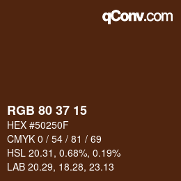 Color code: RGB 80 37 15 | qconv.com