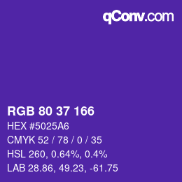 カラーコード: RGB 80 37 166 | qconv.com