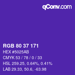 Color code: RGB 80 37 171 | qconv.com